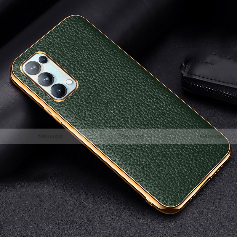 Soft Luxury Leather Snap On Case Cover for Oppo Reno5 5G Green