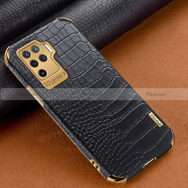 Soft Luxury Leather Snap On Case Cover for Oppo Reno5 F Black