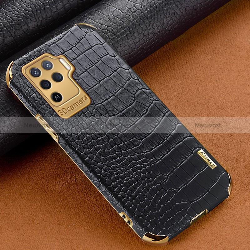 Soft Luxury Leather Snap On Case Cover for Oppo Reno5 Lite Black