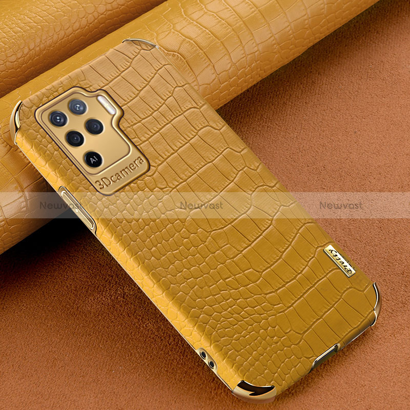 Soft Luxury Leather Snap On Case Cover for Oppo Reno5 Lite Yellow