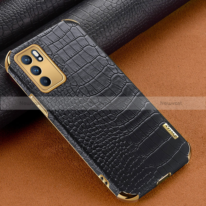 Soft Luxury Leather Snap On Case Cover for Oppo Reno6 Pro 5G India Black