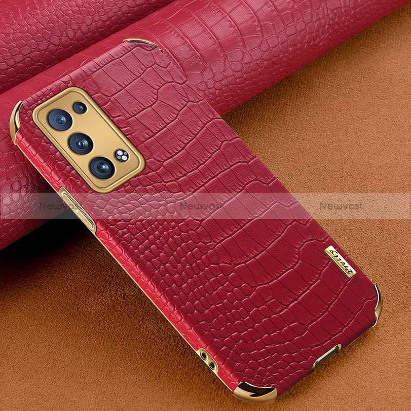 Soft Luxury Leather Snap On Case Cover for Oppo Reno6 Pro+ Plus 5G Red