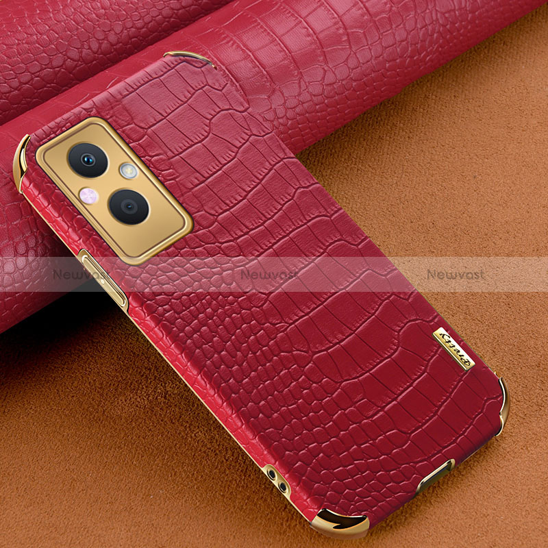 Soft Luxury Leather Snap On Case Cover for Oppo Reno7 Z 5G Red