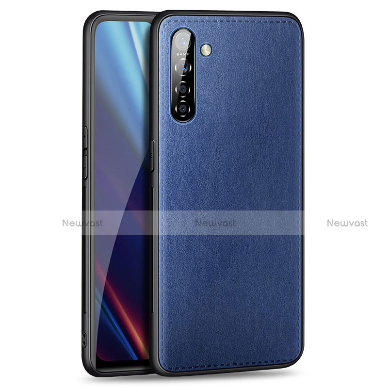 Soft Luxury Leather Snap On Case Cover for Realme X2 Blue