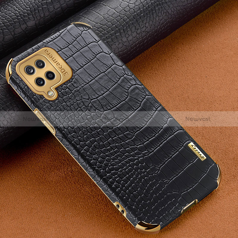 Soft Luxury Leather Snap On Case Cover for Samsung Galaxy A12 Nacho Black