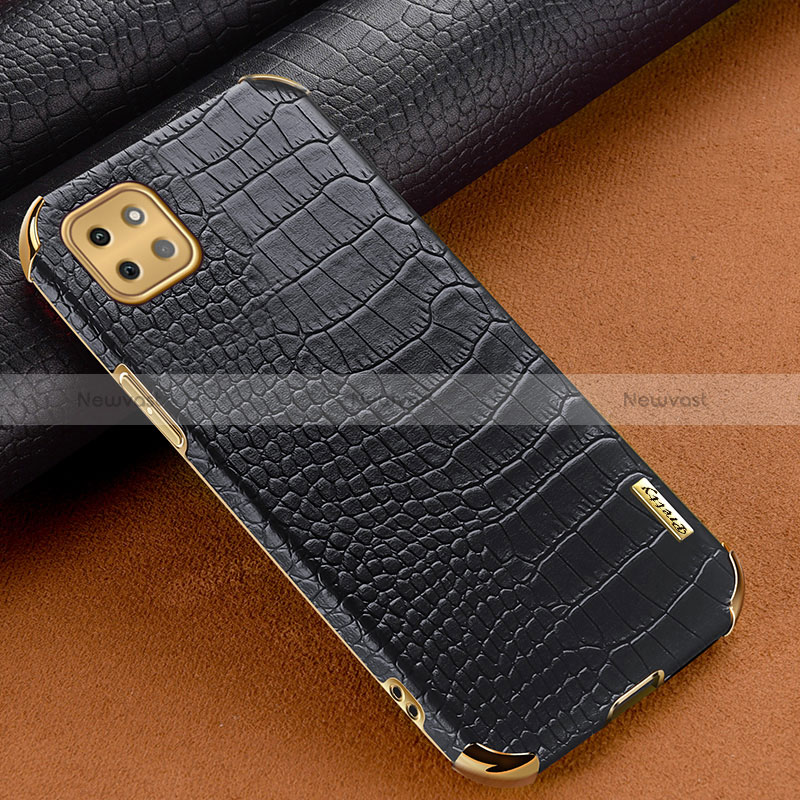 Soft Luxury Leather Snap On Case Cover for Samsung Galaxy A22 5G Black