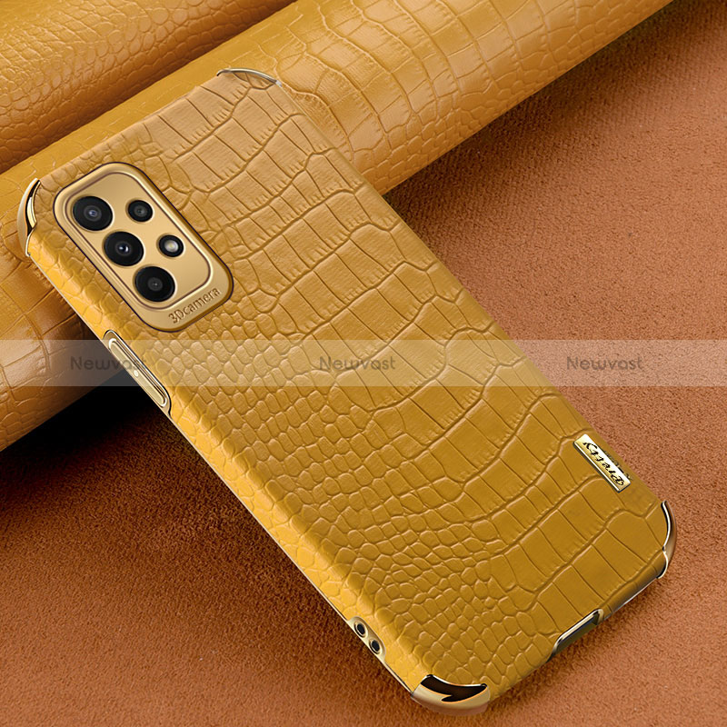 Soft Luxury Leather Snap On Case Cover for Samsung Galaxy A23 4G Yellow
