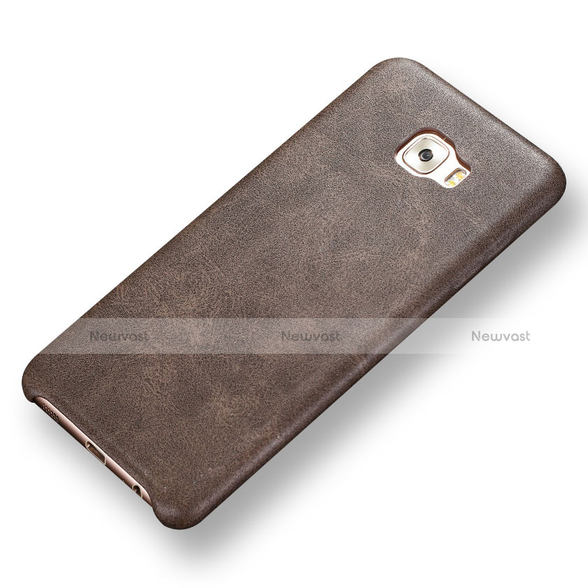 Soft Luxury Leather Snap On Case Cover for Samsung Galaxy C5 Pro C5010 Brown