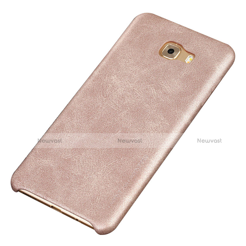 Soft Luxury Leather Snap On Case Cover for Samsung Galaxy C9 Pro C9000 Gold