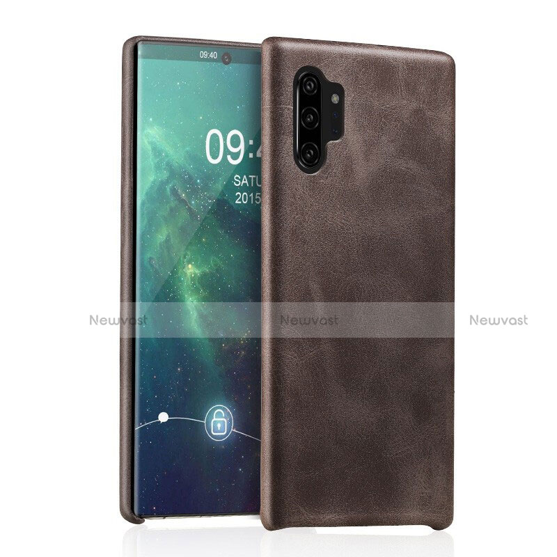 Soft Luxury Leather Snap On Case Cover for Samsung Galaxy Note 10 Plus 5G Brown