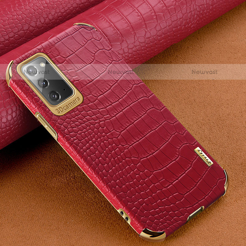 Soft Luxury Leather Snap On Case Cover for Samsung Galaxy Note 20 5G Red