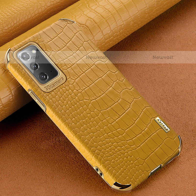 Soft Luxury Leather Snap On Case Cover for Samsung Galaxy Note 20 5G Yellow