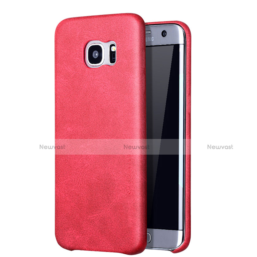 Soft Luxury Leather Snap On Case Cover for Samsung Galaxy S7 Edge G935F Red