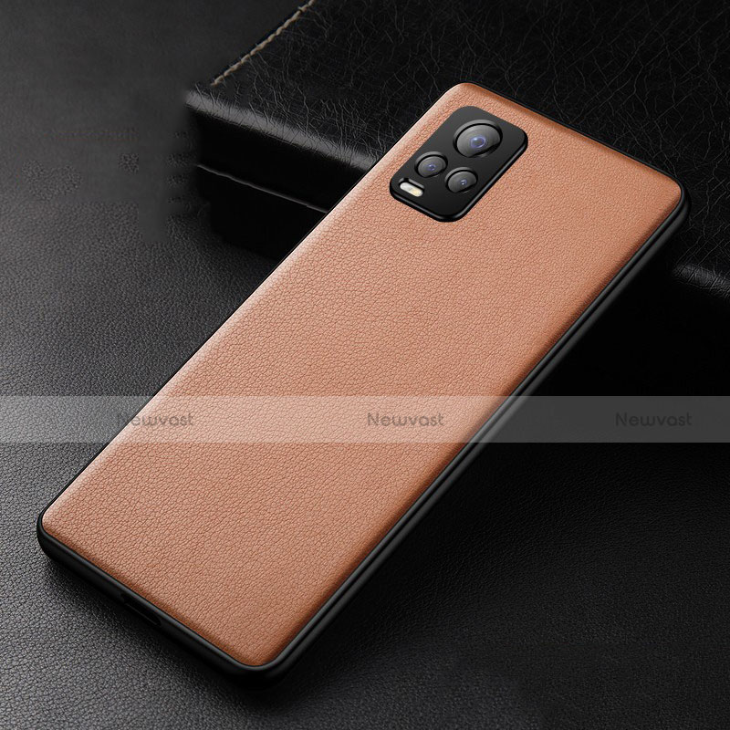 Soft Luxury Leather Snap On Case Cover for Vivo V20 Pro 5G Brown