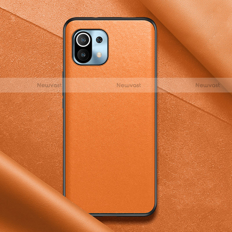 Soft Luxury Leather Snap On Case Cover for Xiaomi Mi 11 5G Orange