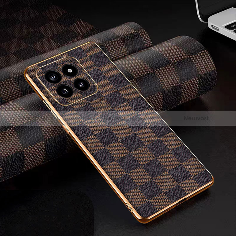 Soft Luxury Leather Snap On Case Cover for Xiaomi Mi 14 5G Brown