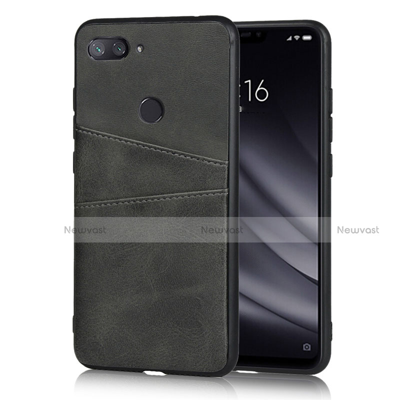 Soft Luxury Leather Snap On Case Cover for Xiaomi Mi 8 Lite Black