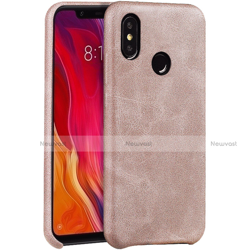 Soft Luxury Leather Snap On Case Cover for Xiaomi Mi 8 Rose Gold