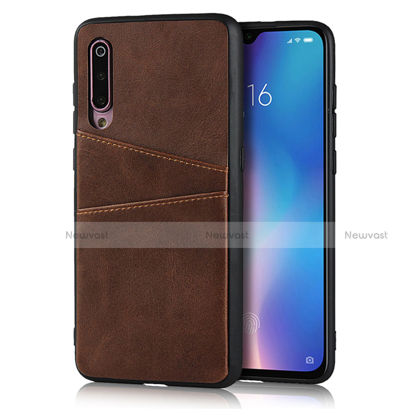 Soft Luxury Leather Snap On Case Cover for Xiaomi Mi 9 Lite Brown