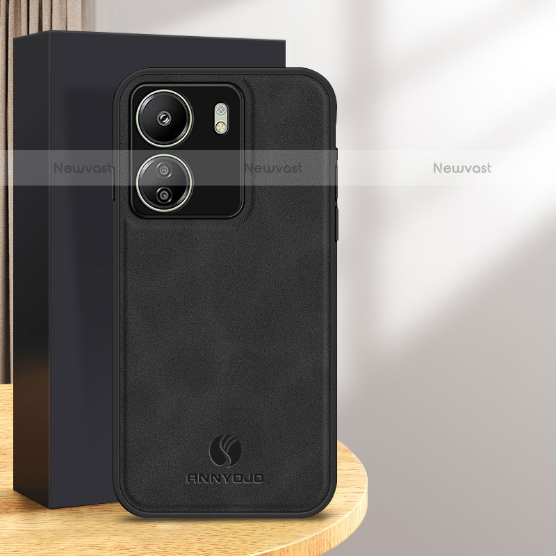 Soft Luxury Leather Snap On Case Cover for Xiaomi Poco C65 Black