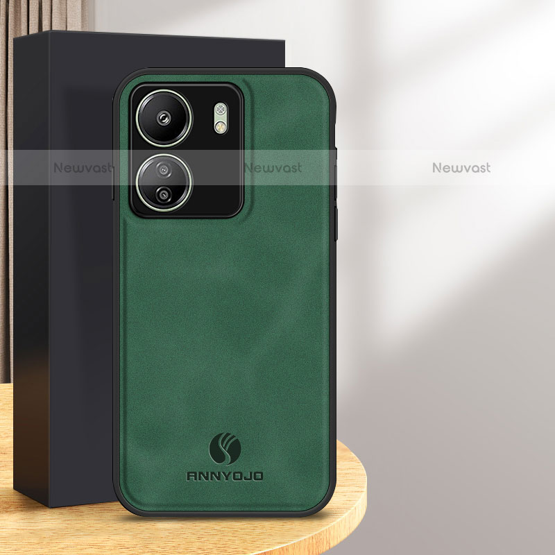 Soft Luxury Leather Snap On Case Cover for Xiaomi Poco C65 Green