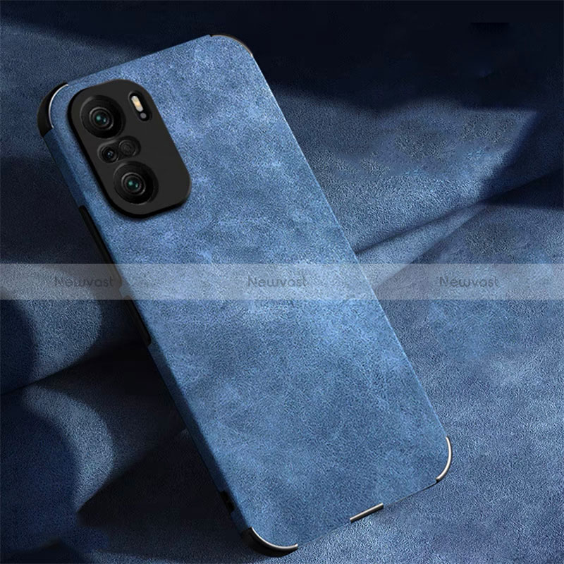 Soft Luxury Leather Snap On Case Cover for Xiaomi Poco F3 5G Blue