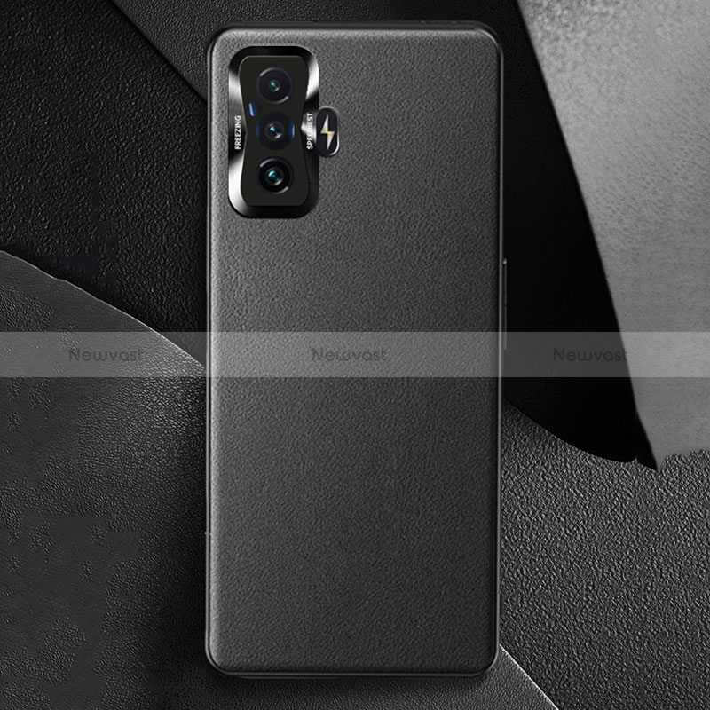 Soft Luxury Leather Snap On Case Cover for Xiaomi Poco F4 GT 5G Black