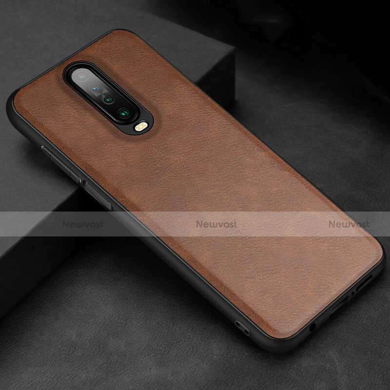 Soft Luxury Leather Snap On Case Cover for Xiaomi Poco X2 Brown