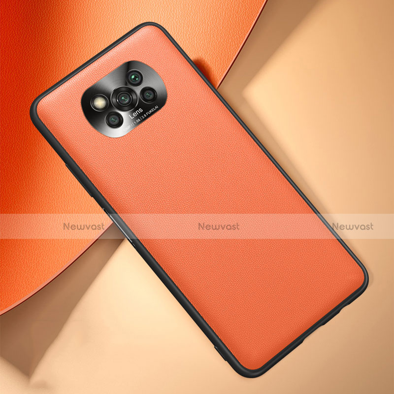 Soft Luxury Leather Snap On Case Cover for Xiaomi Poco X3 Orange