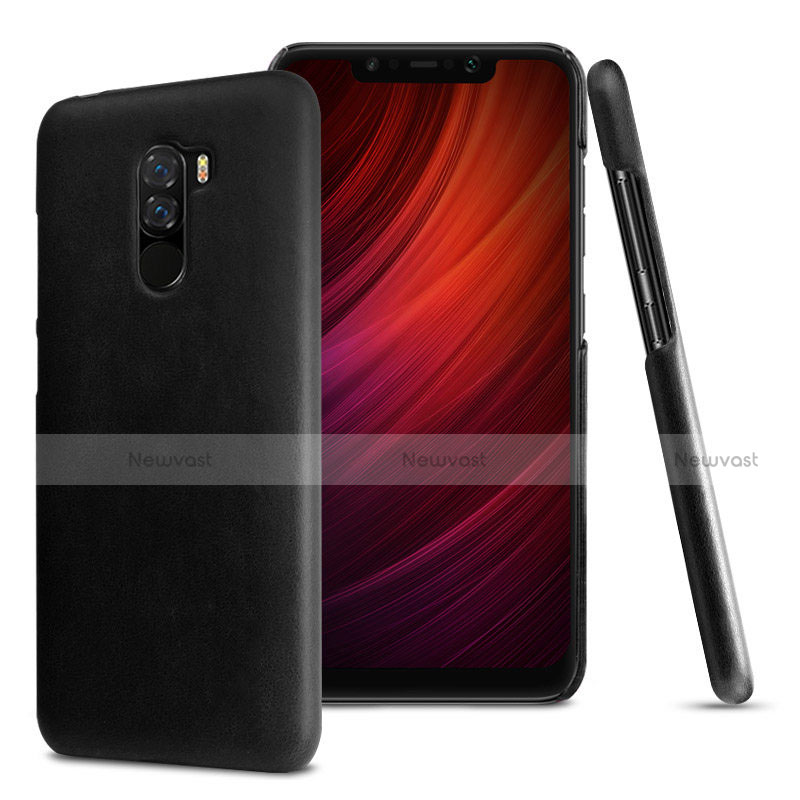 Soft Luxury Leather Snap On Case Cover for Xiaomi Pocophone F1 Black