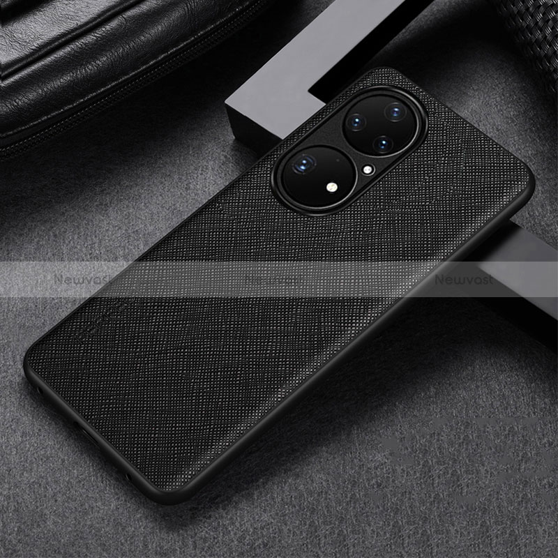 Soft Luxury Leather Snap On Case Cover GS1 for Huawei P50 Black