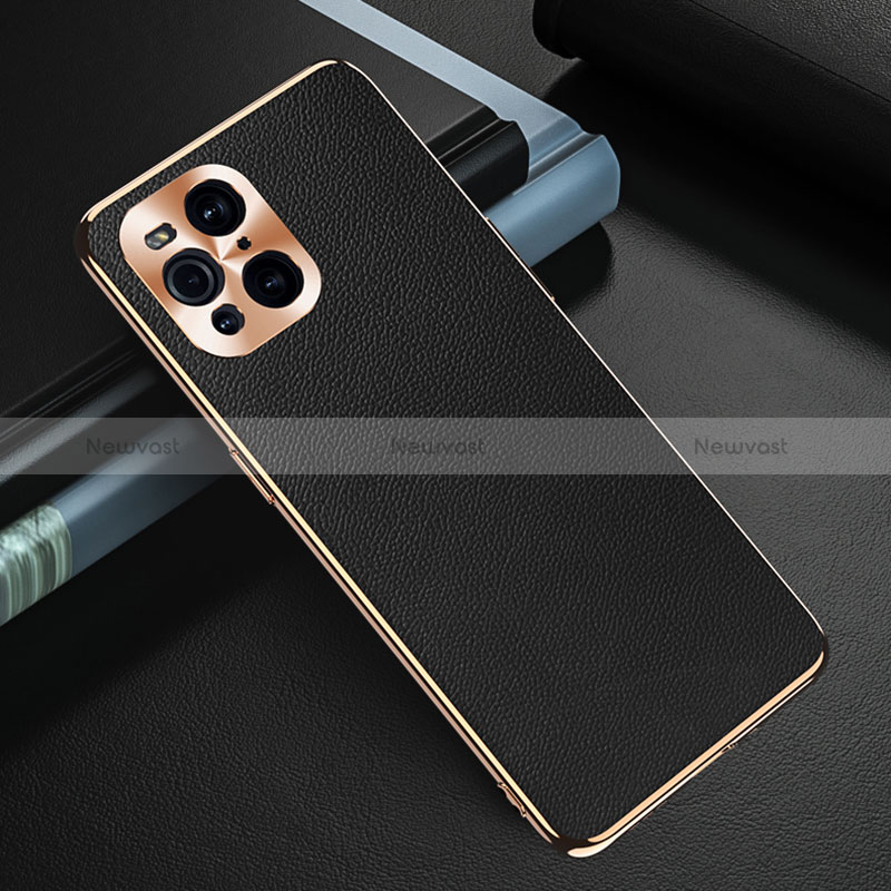 Soft Luxury Leather Snap On Case Cover GS1 for Oppo Find X3 5G Black