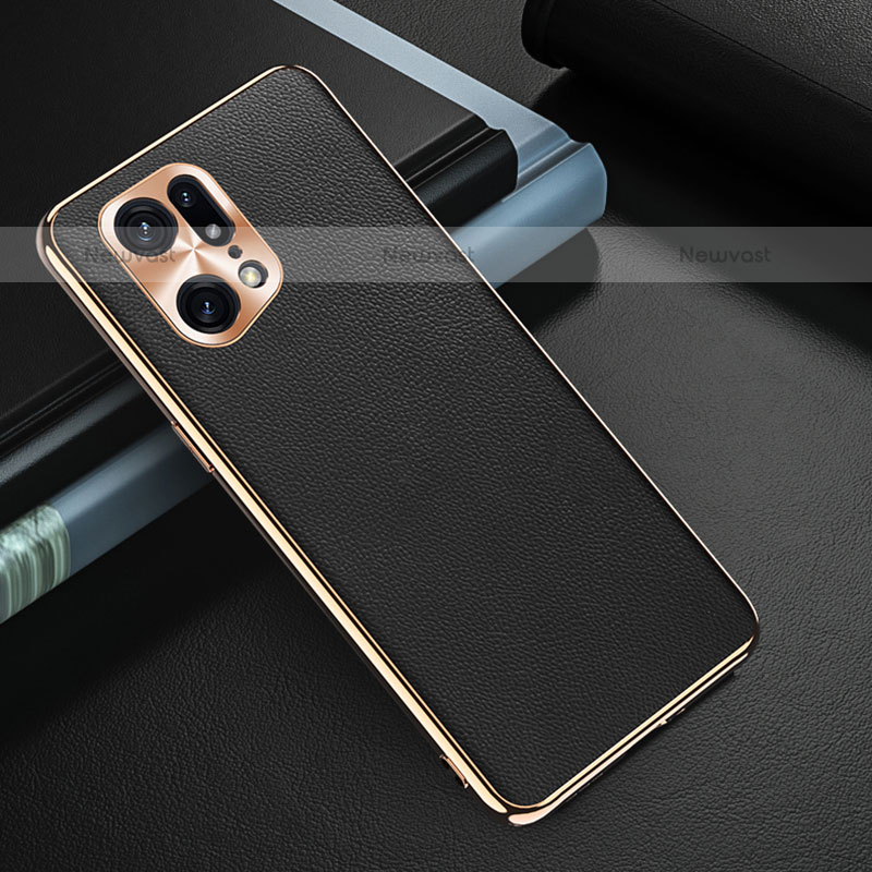 Soft Luxury Leather Snap On Case Cover GS1 for Oppo Find X5 Pro 5G Black