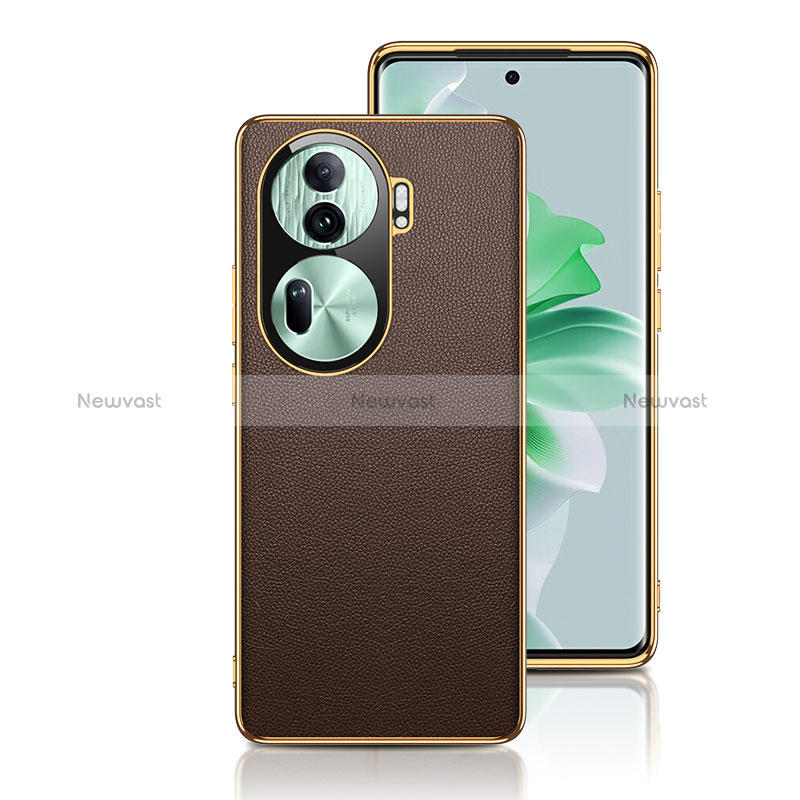 Soft Luxury Leather Snap On Case Cover GS1 for Oppo Reno11 Pro 5G Brown