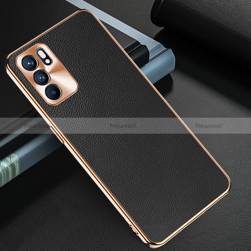 Soft Luxury Leather Snap On Case Cover GS1 for Oppo Reno6 5G Black