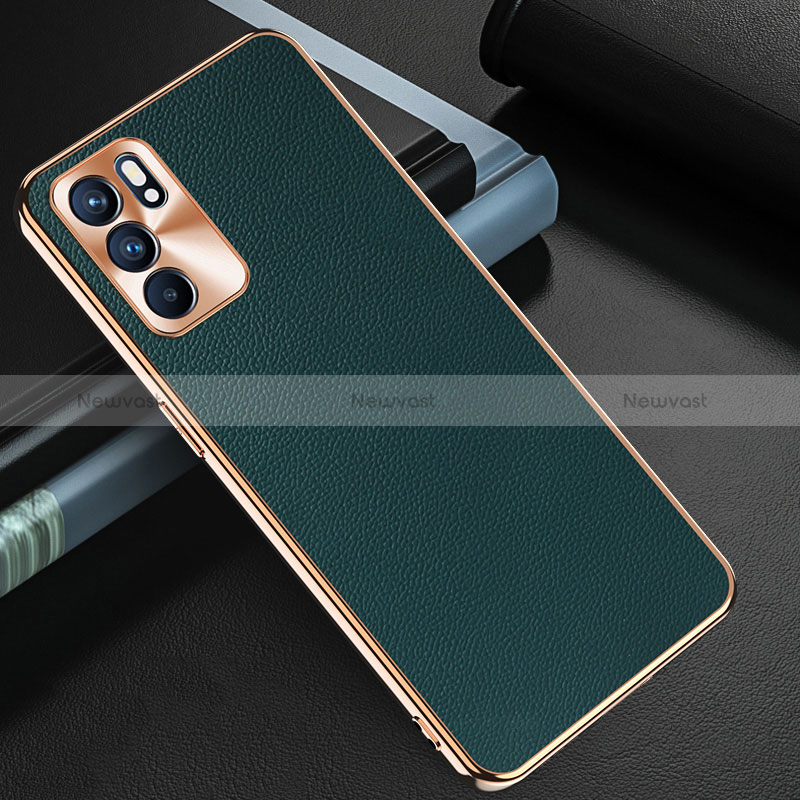 Soft Luxury Leather Snap On Case Cover GS1 for Oppo Reno6 5G Green