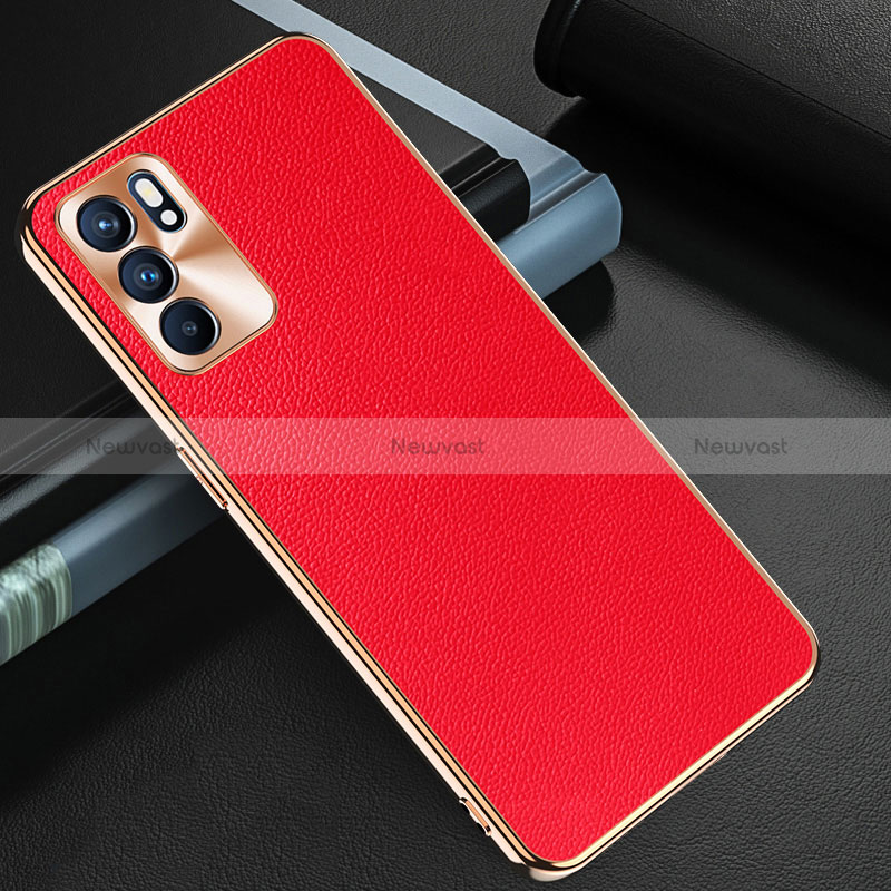 Soft Luxury Leather Snap On Case Cover GS1 for Oppo Reno6 5G Red