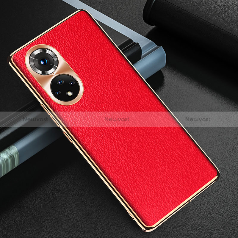 Soft Luxury Leather Snap On Case Cover GS3 for Huawei Honor 50 5G Red