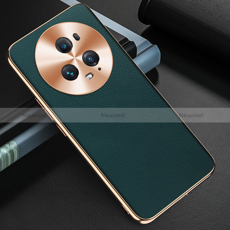 Soft Luxury Leather Snap On Case Cover GS3 for Huawei Honor Magic5 Pro 5G Green