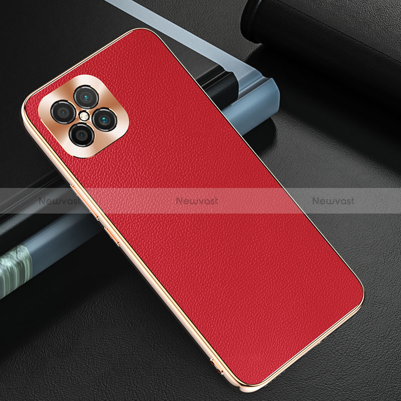 Soft Luxury Leather Snap On Case Cover GS3 for Huawei Nova 8 SE 4G Red