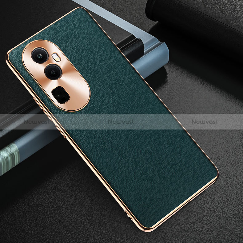 Soft Luxury Leather Snap On Case Cover GS3 for Oppo Reno10 Pro+ Plus 5G Green