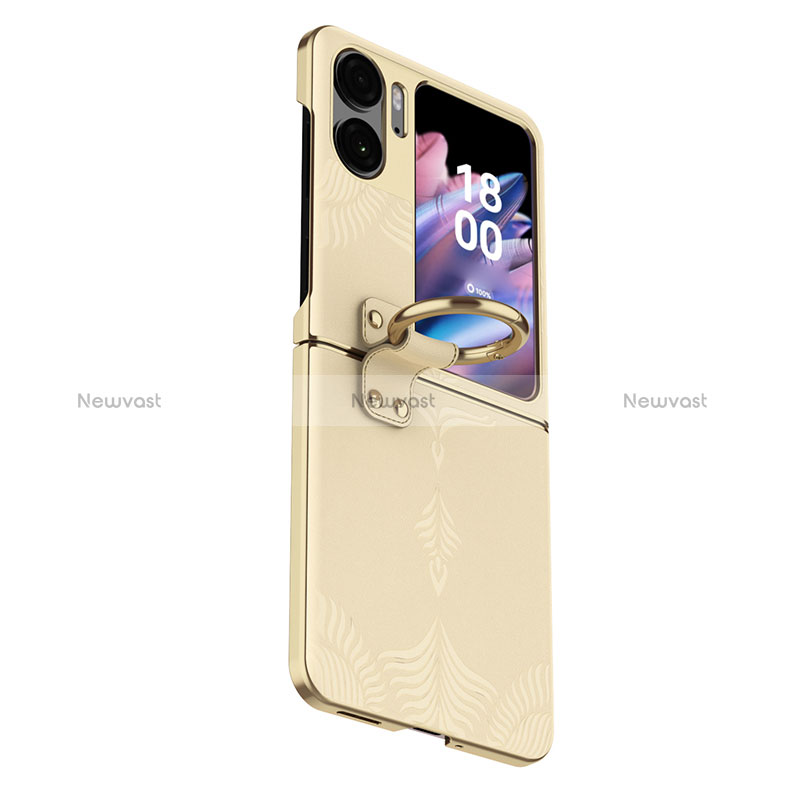 Soft Luxury Leather Snap On Case Cover GS4 for Oppo Find N2 Flip 5G Gold