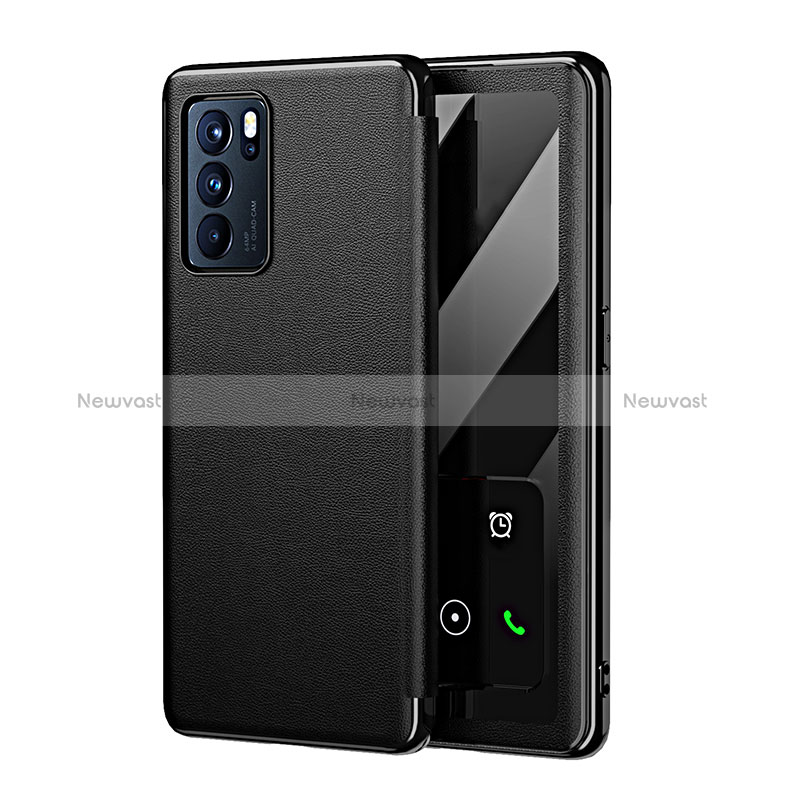 Soft Luxury Leather Snap On Case Cover GS4 for Oppo Reno6 5G Black