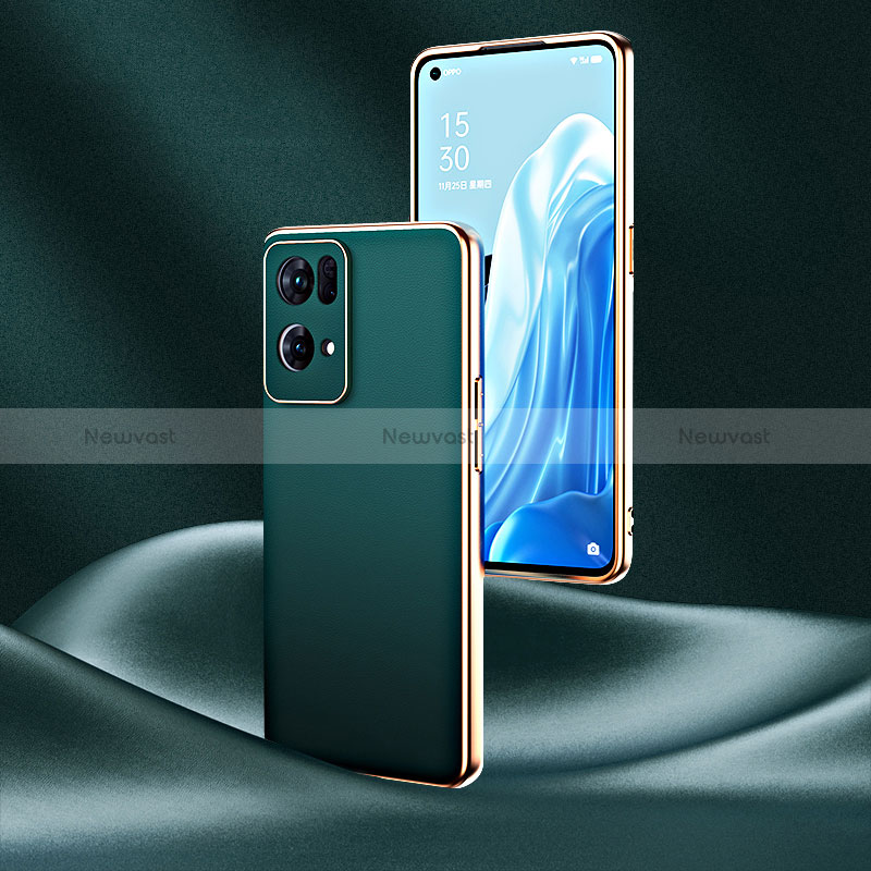 Soft Luxury Leather Snap On Case Cover GS4 for Oppo Reno7 Pro 5G Green