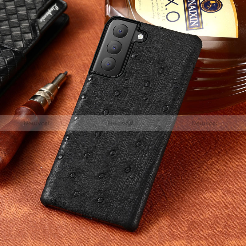 Soft Luxury Leather Snap On Case Cover HP1 for Samsung Galaxy S22 Plus 5G Black