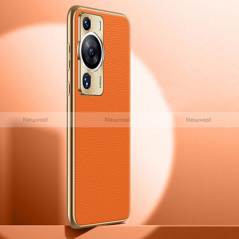 Soft Luxury Leather Snap On Case Cover JB1 for Huawei P60 Pro Orange