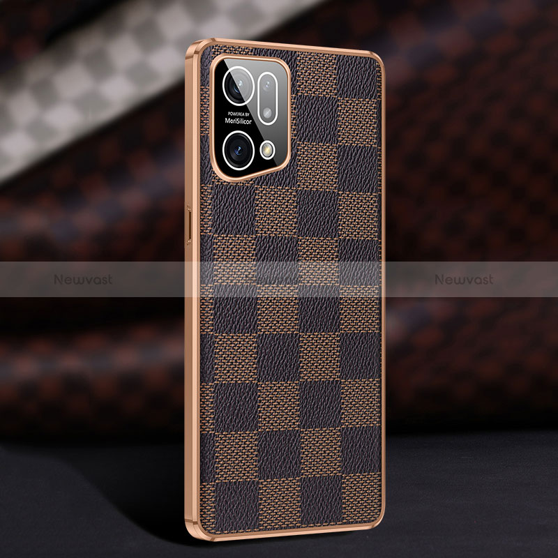 Soft Luxury Leather Snap On Case Cover JB1 for Oppo Find X5 5G Brown