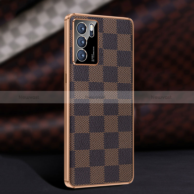 Soft Luxury Leather Snap On Case Cover JB1 for Oppo Reno6 5G Brown