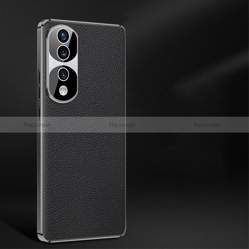 Soft Luxury Leather Snap On Case Cover JB2 for Huawei Honor 70 Pro 5G Black