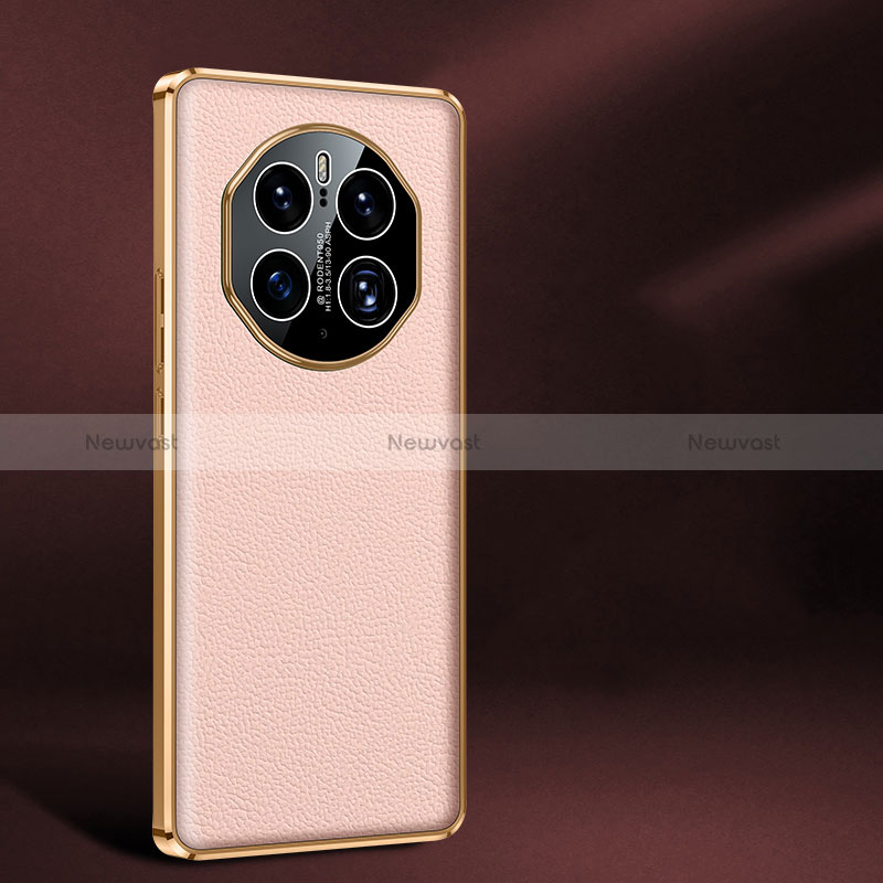 Soft Luxury Leather Snap On Case Cover JB2 for Huawei Mate 50 Pro Pink